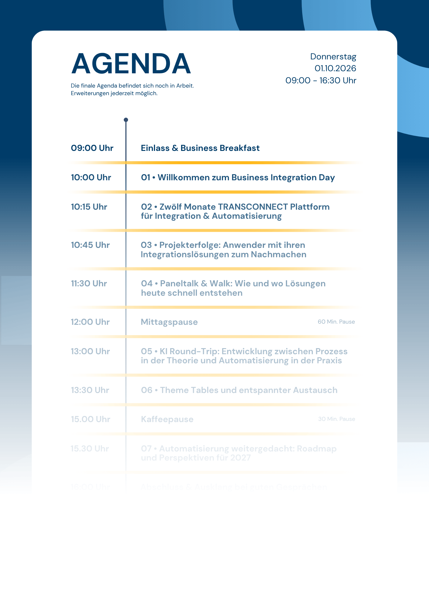 Agenda Business Integration Day 2026